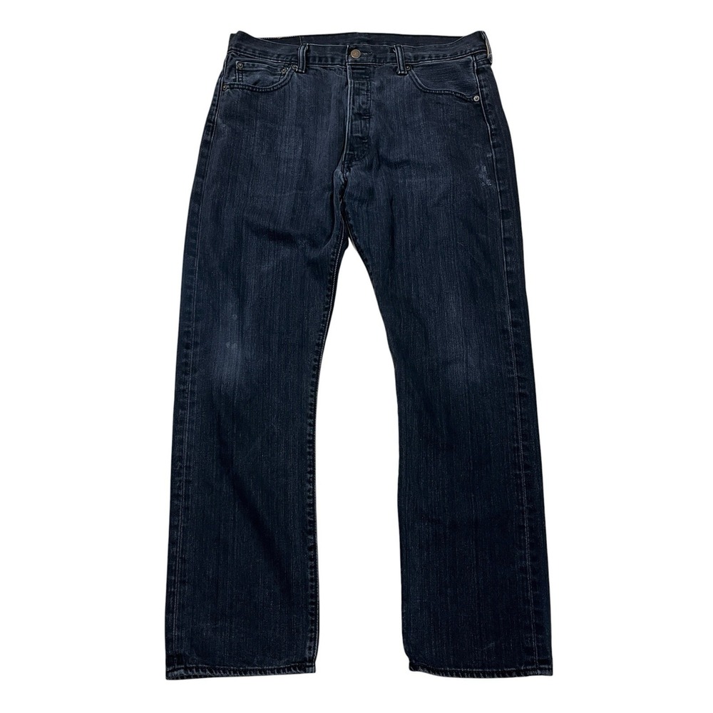 Levis 501 Original Fit Jeans Mens 36x32 (Fits 36x30) Faded Black Cotton Denim